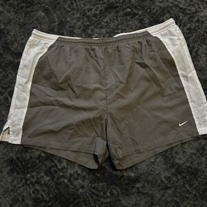 Nike Fit Dry Womens Gray White Colorblock Running Shorts Size Large Athletic Gym